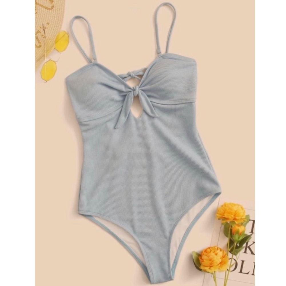 One piece tie-front swimsuit